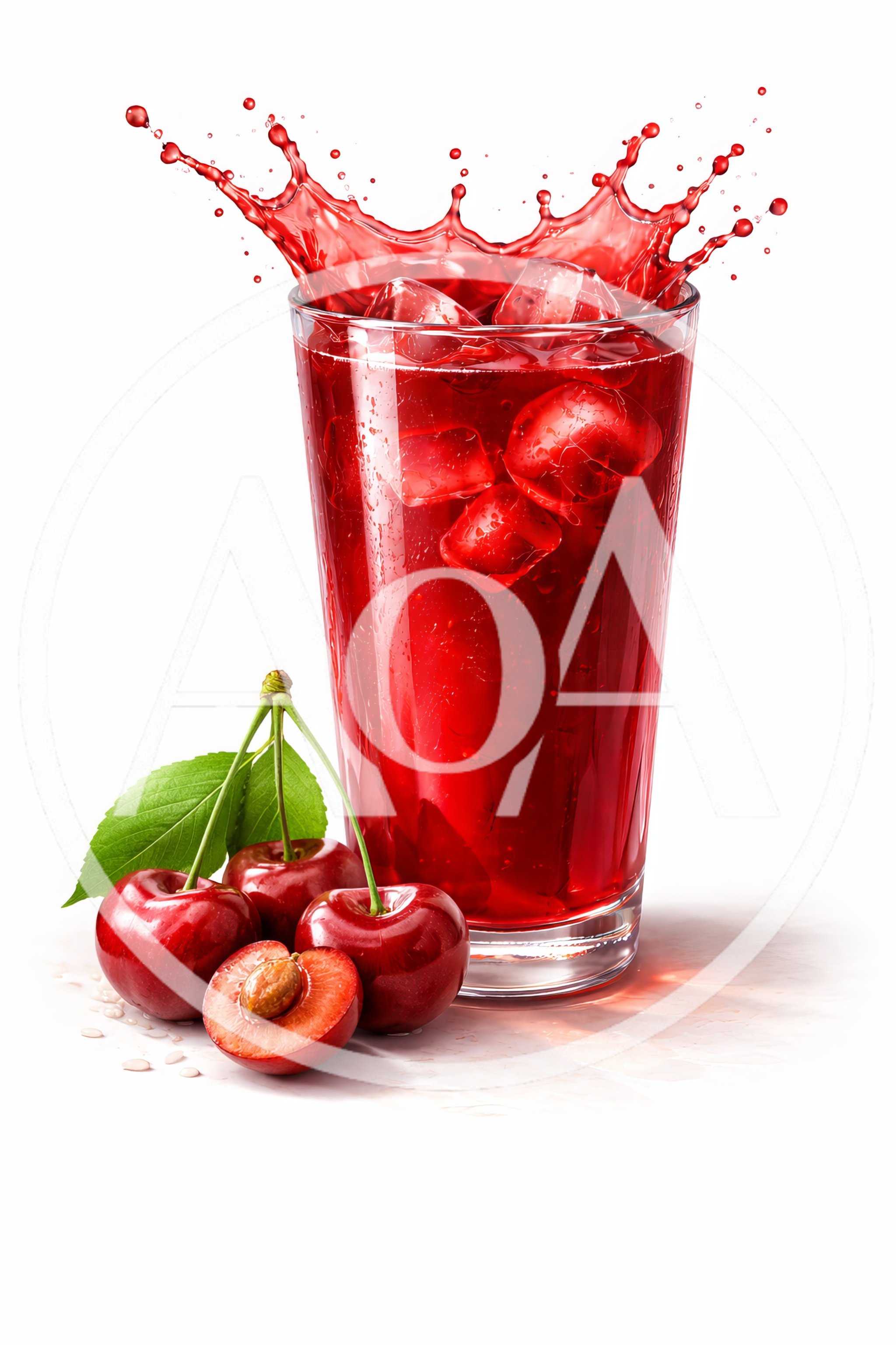 Refreshing Cherry Juice With Ice And Fresh Cherries