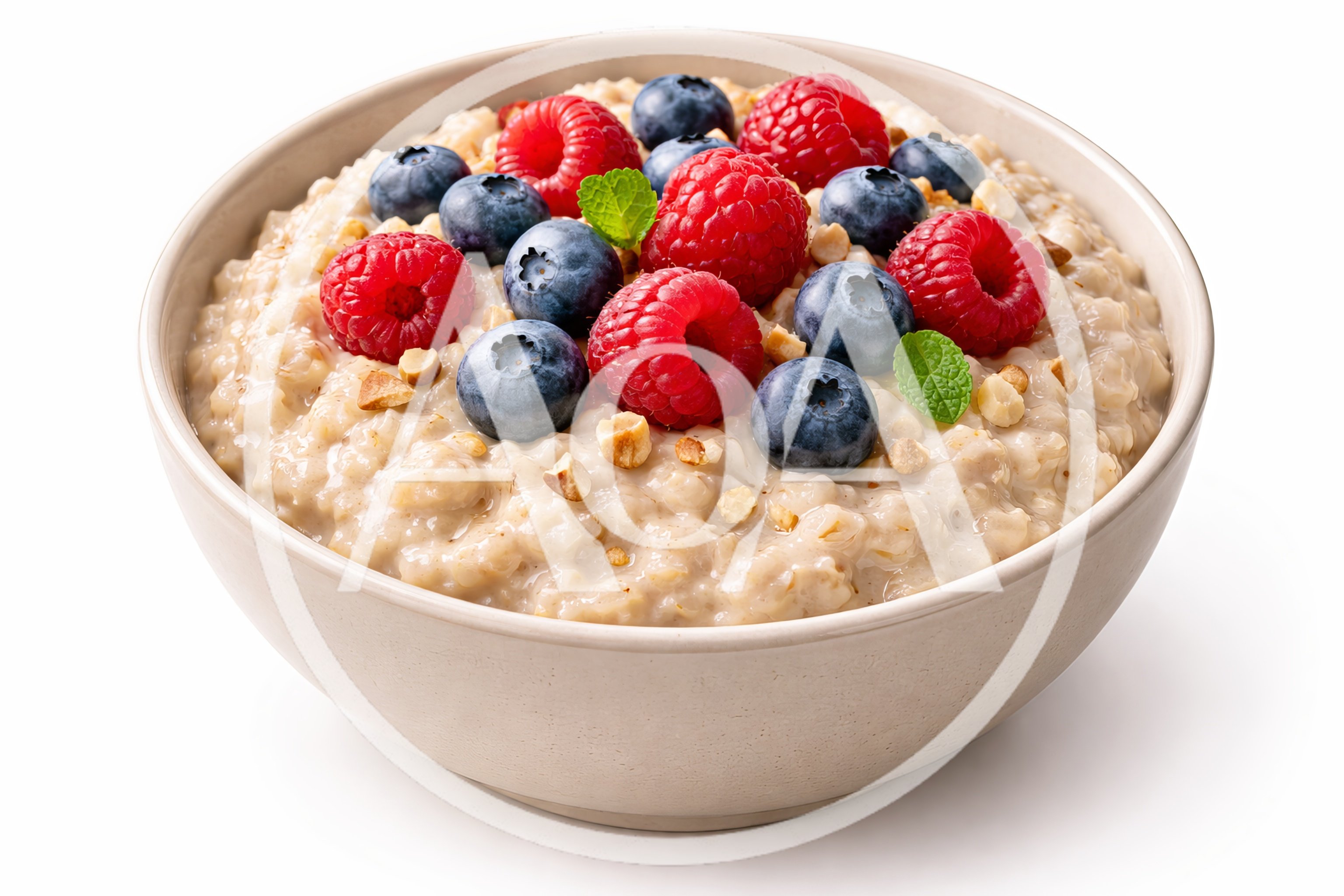 Bowl Of Creamy Oatmeal With Fresh Berries