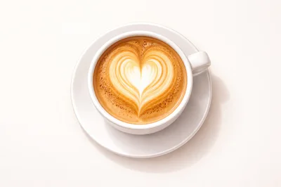 Top View Of A Latte With Heart Latte Art