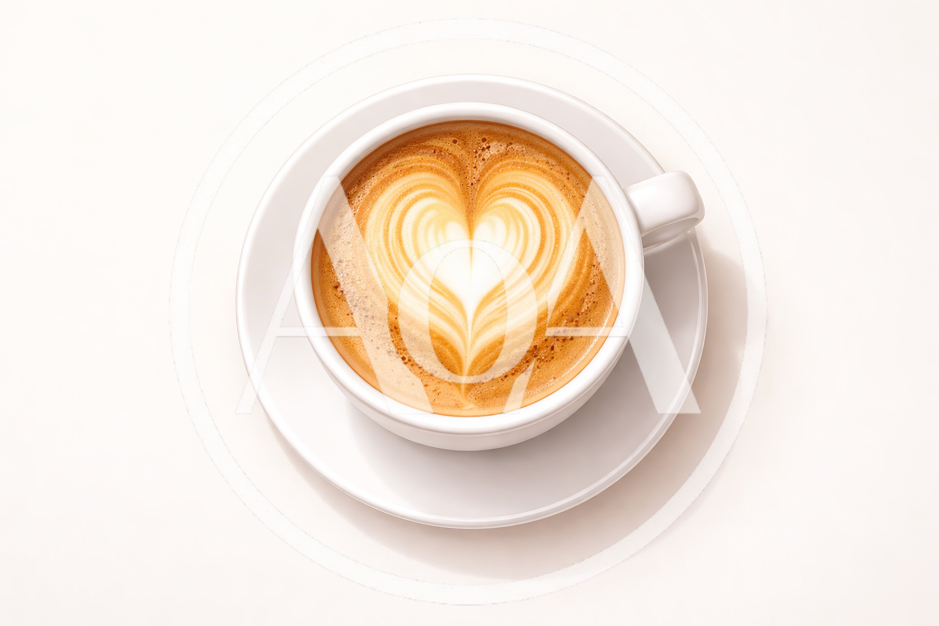 Top View Of A Latte With Heart Latte Art