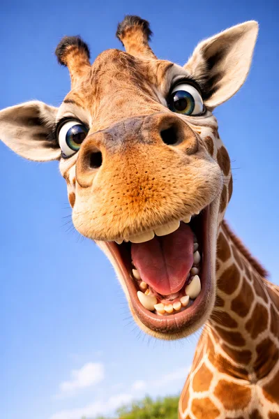 Close Up Portrait Of A Happy Cartoon Giraffe