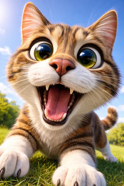 Close Up Of A Playful Tabby Cat