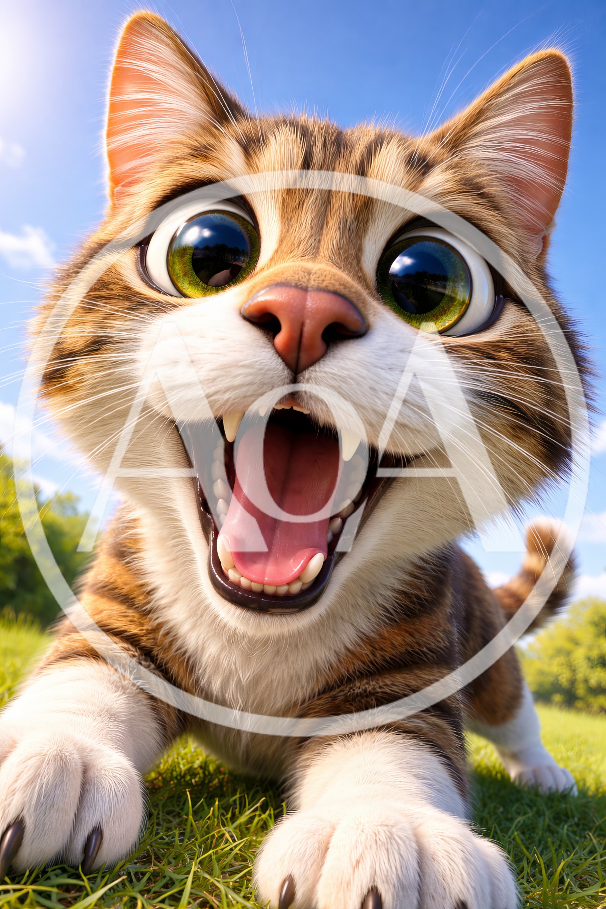 Close Up Of A Playful Tabby Cat