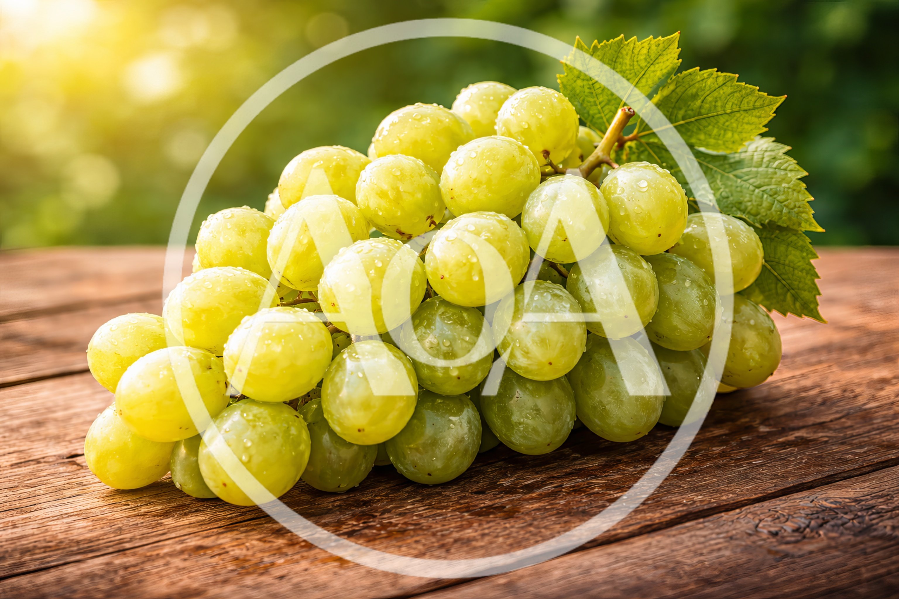 Fresh Green Grapes On A Rustic Wooden Table