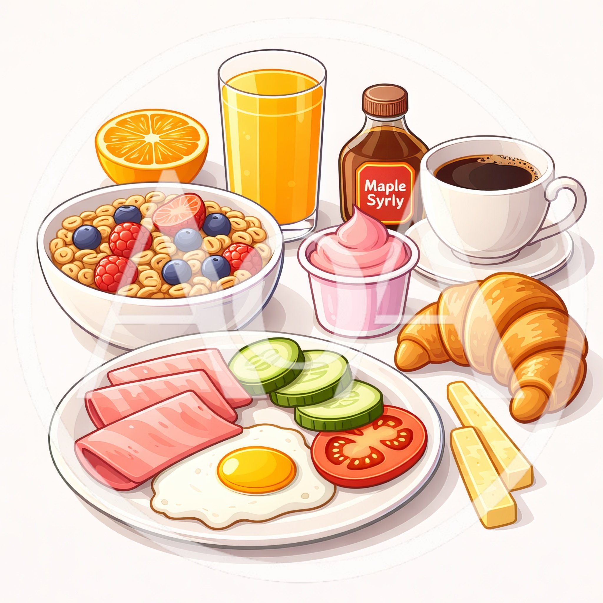 Delicious Continental Breakfast Spread With Cereal And Eggs