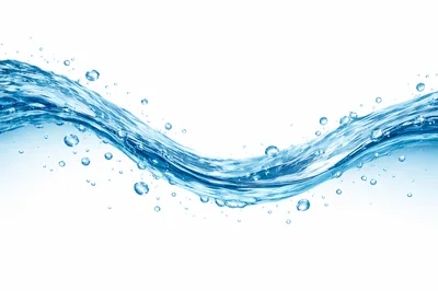 Dynamic Blue Water Wave With Floating Bubbles