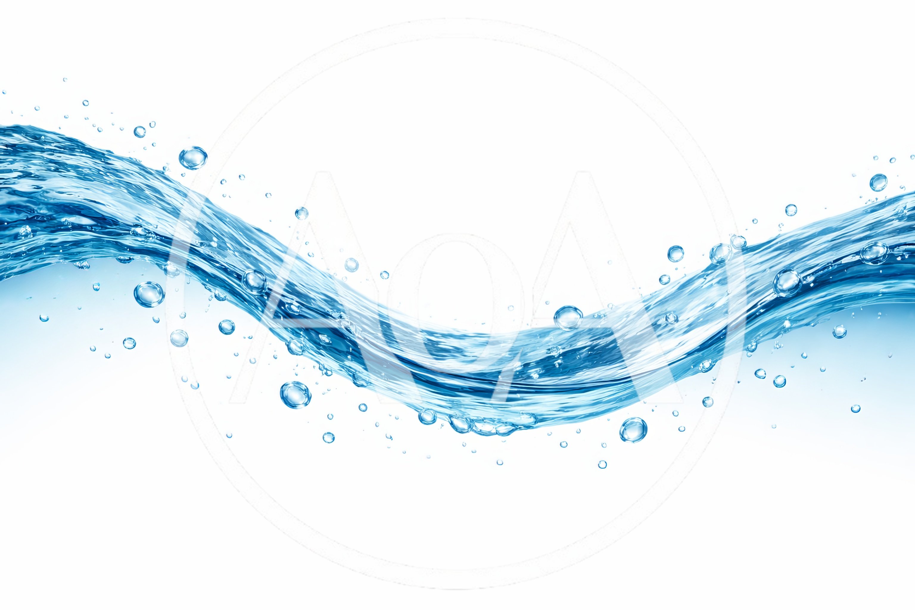 Dynamic Blue Water Wave With Floating Bubbles