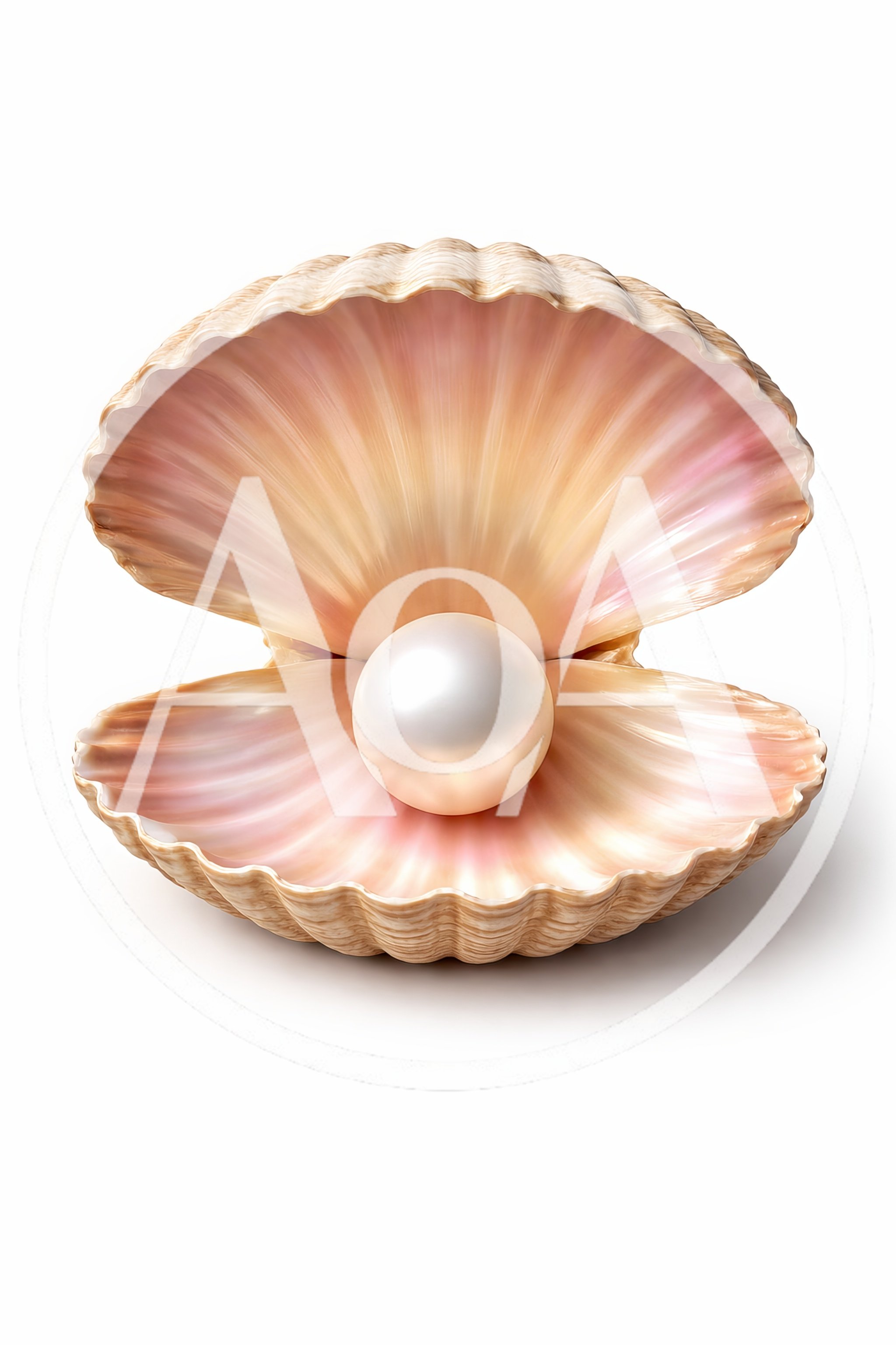 A Single White Pearl Inside An Open Seashell