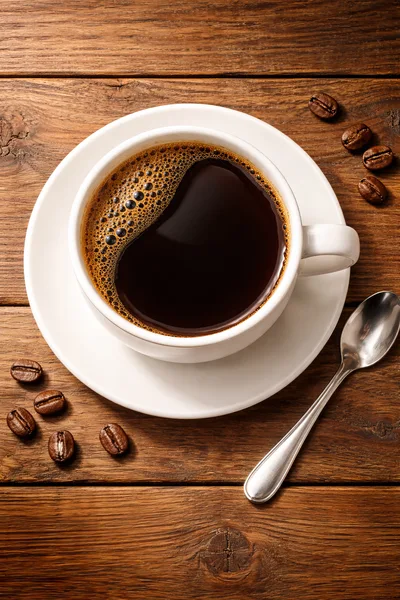 Top View Of A Cup Of Black Coffee
