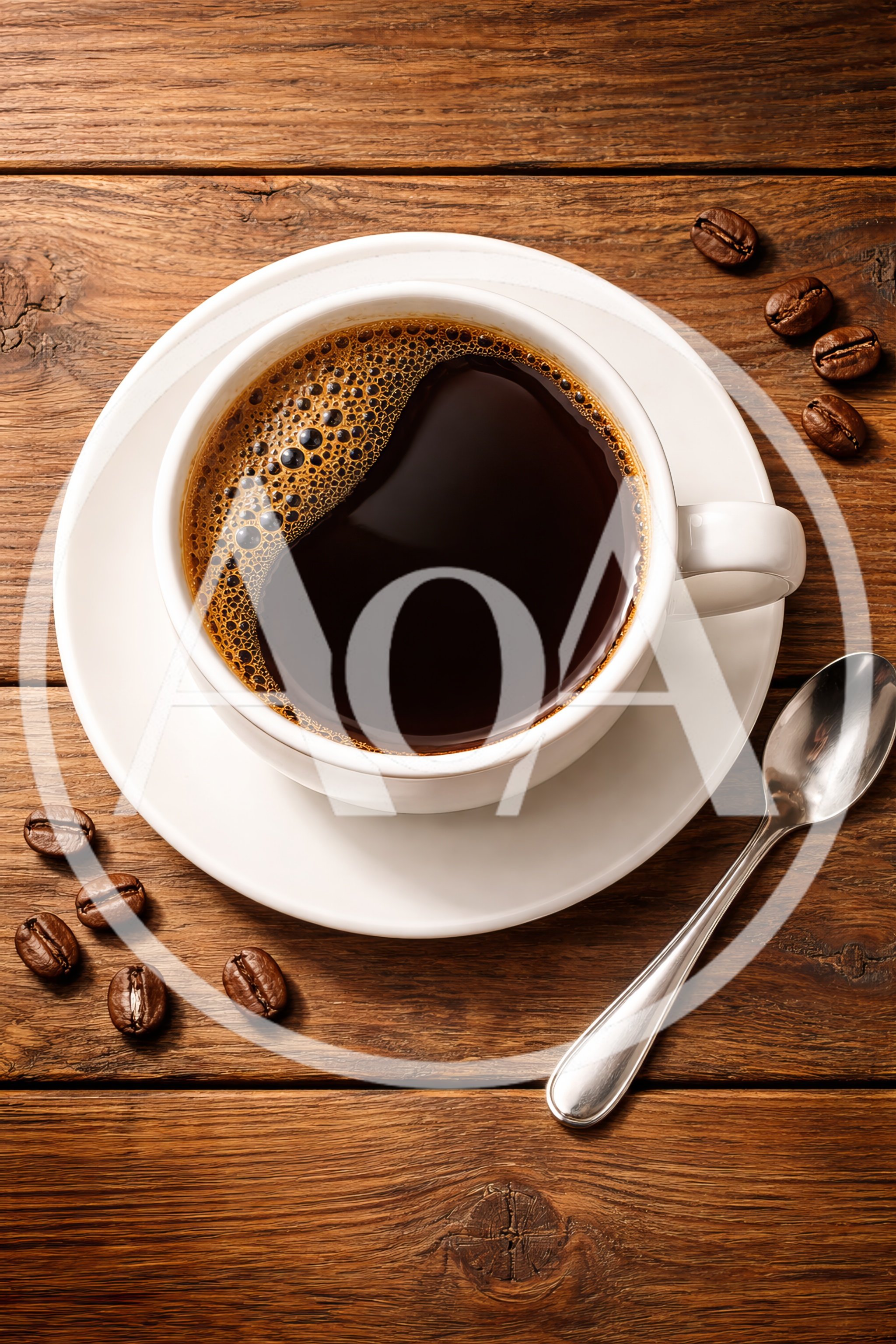 Top View Of A Cup Of Black Coffee