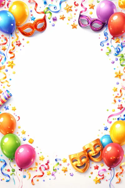 Festive Carnival Border With Balloons And Masks