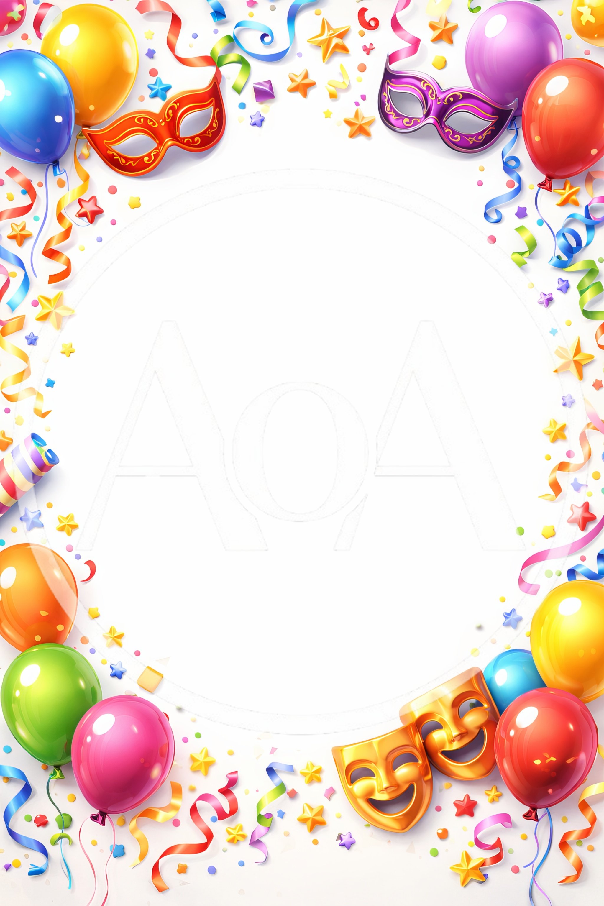 Festive Carnival Border With Balloons And Masks