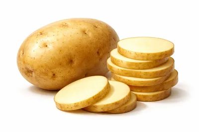 Whole Potato And Sliced Potato Pieces