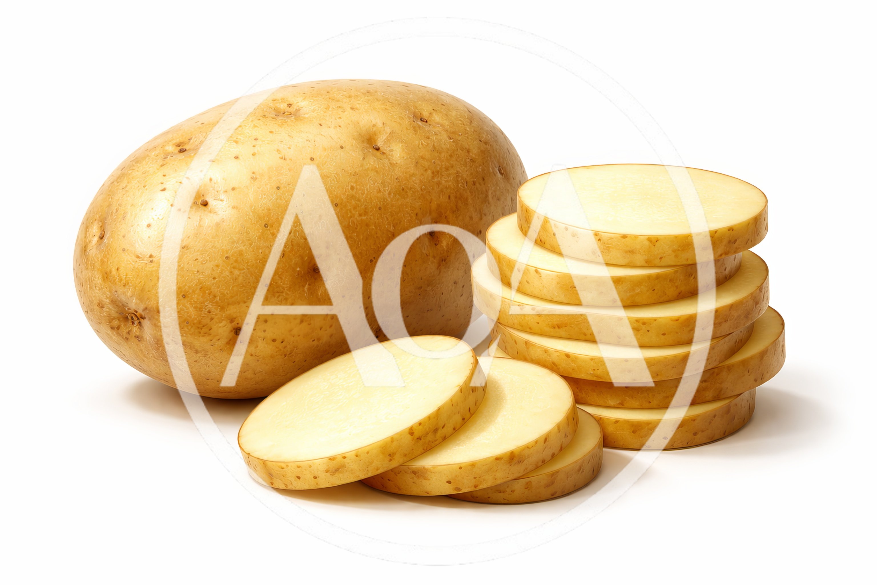 Whole Potato And Sliced Potato Pieces