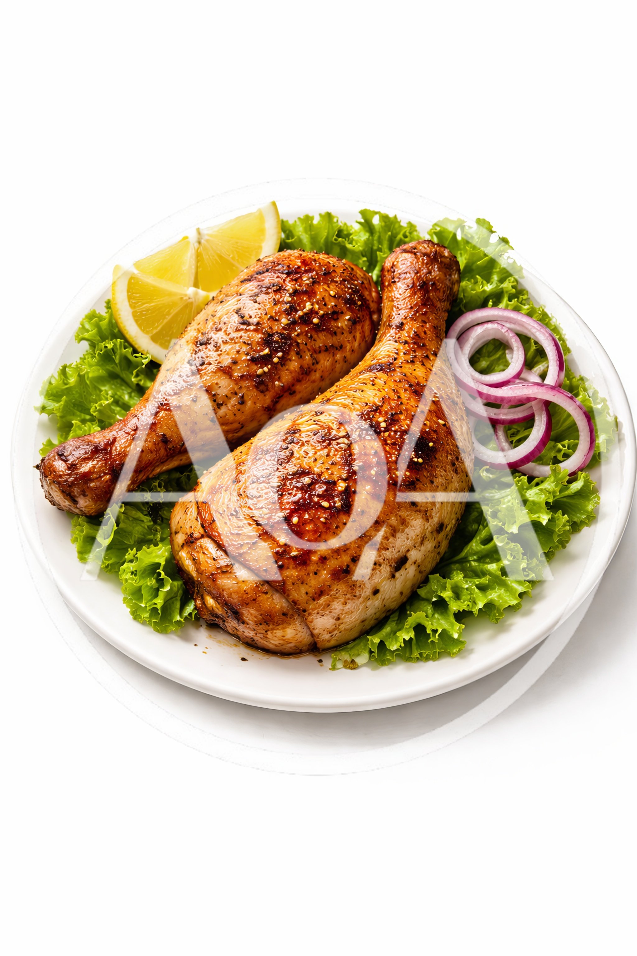 Roasted Chicken Drumsticks on a Bed of Lettuce