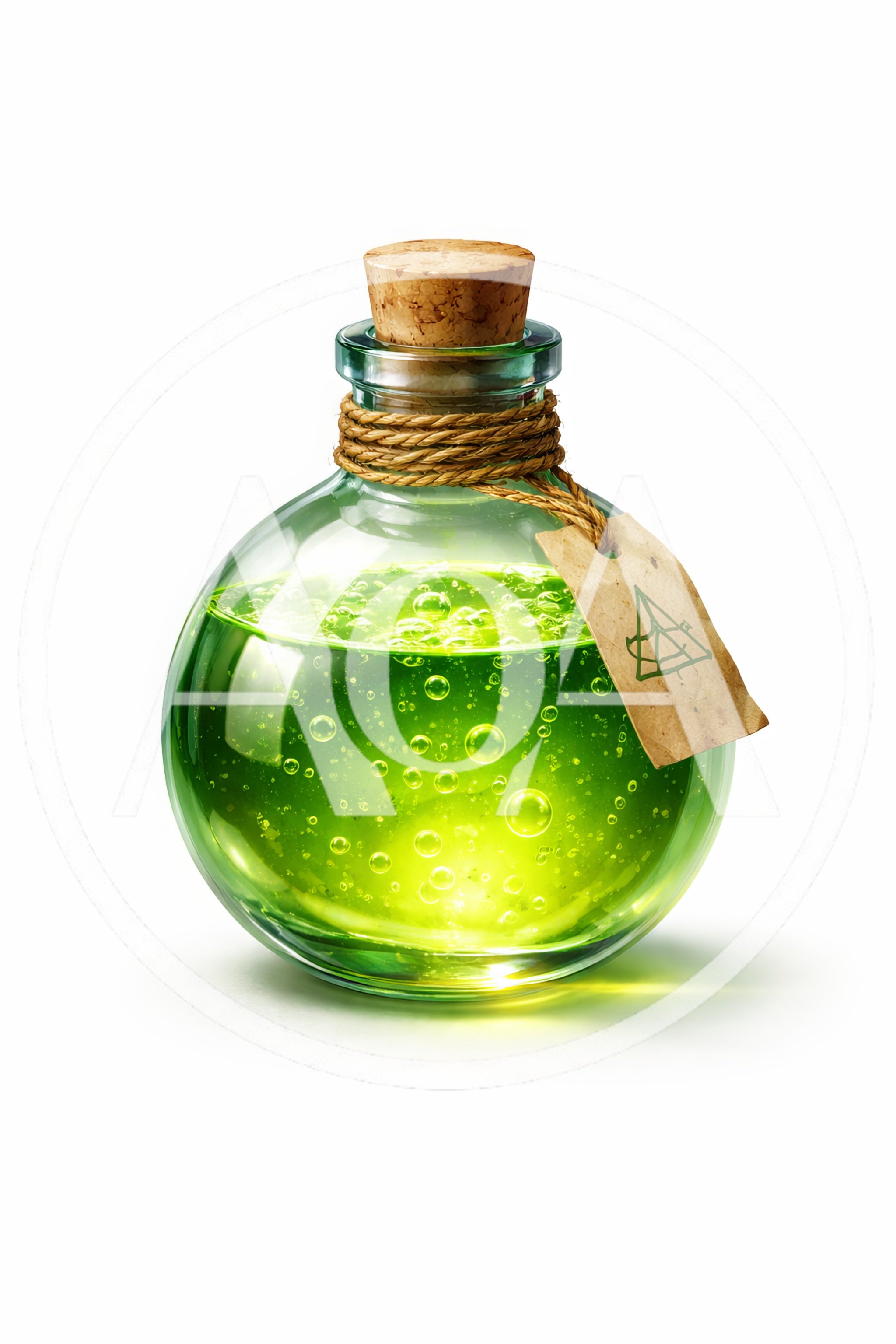 Magical Green Potion Bottle With Cork Stopper