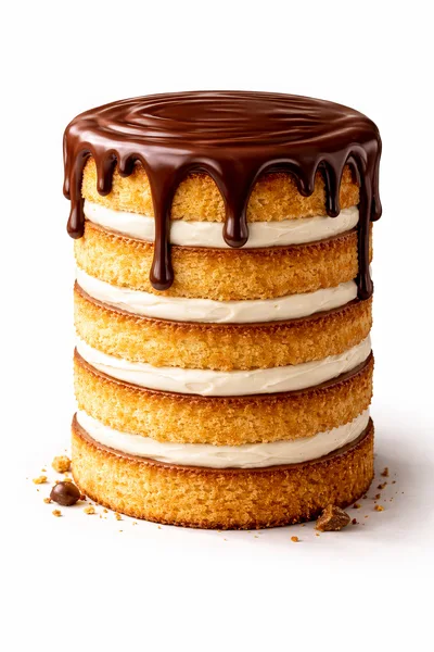 Tall Layered Sponge Cake With Chocolate Ganache Drip