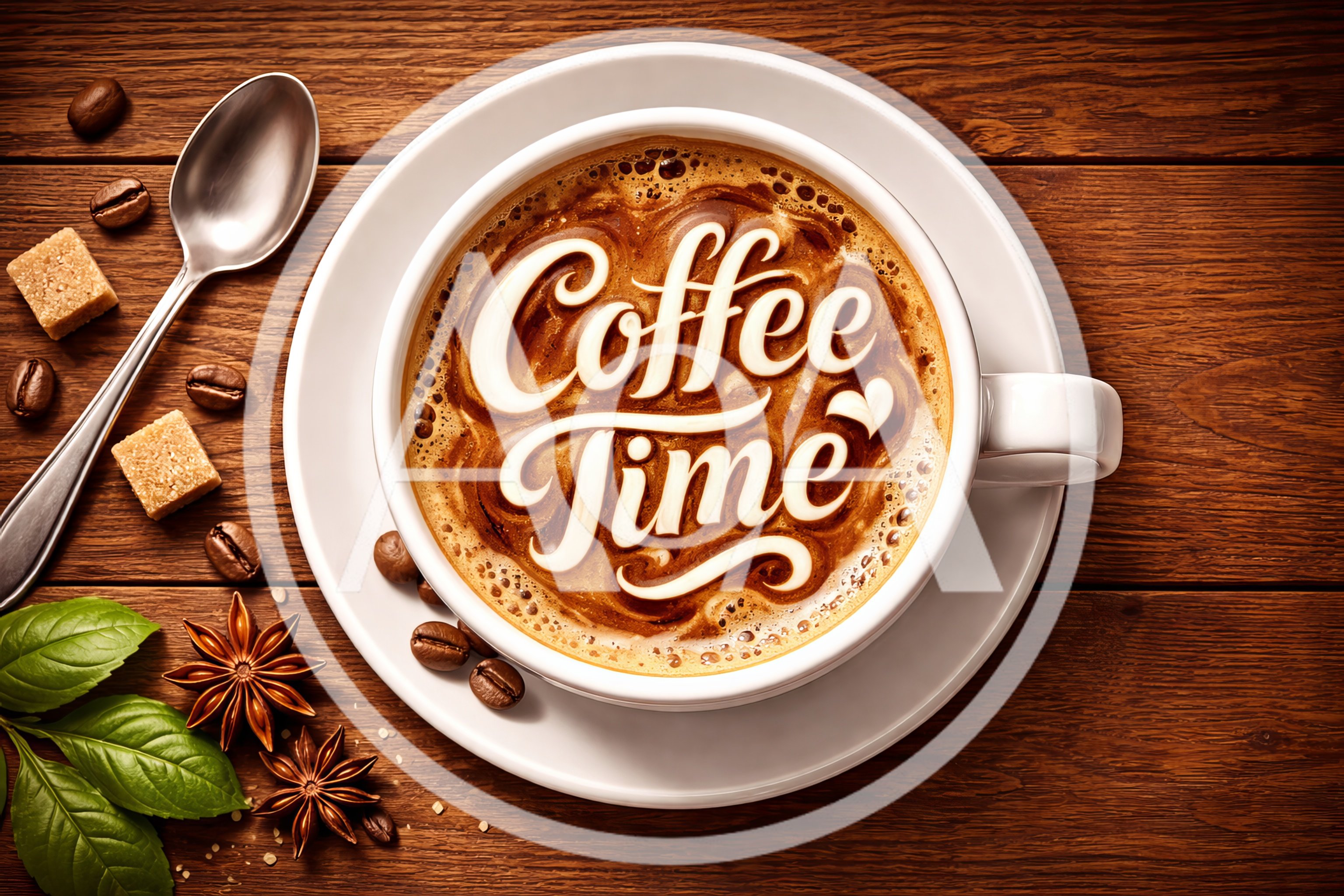 Coffee Time Latte Art In A White Cup