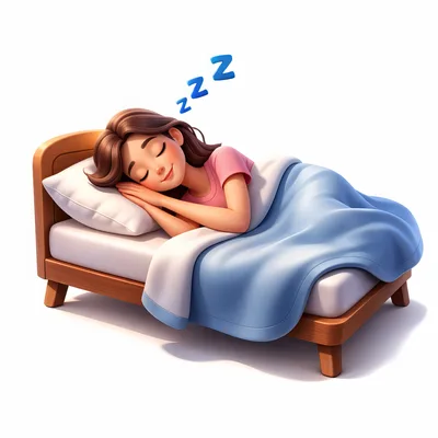 3D Illustration Of A Young Woman Sleeping In Bed