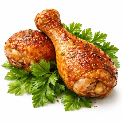 Roasted Chicken Drumsticks With Fresh Parsley Garnish