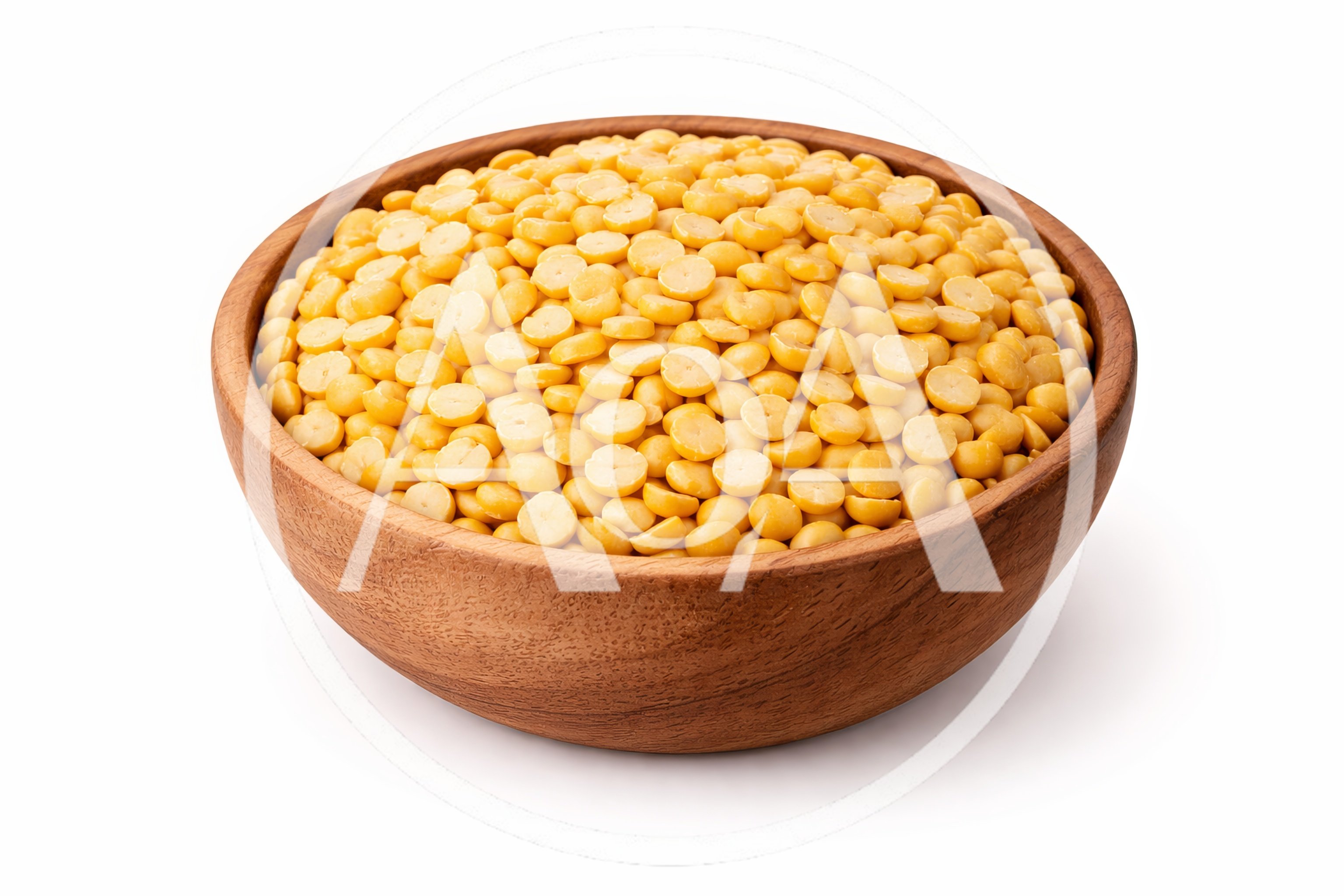 Wooden Bowl Filled With Split Yellow Peas