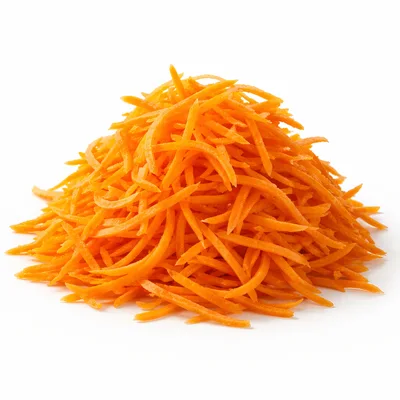 Pile Of Fresh Shredded Carrots On White Background