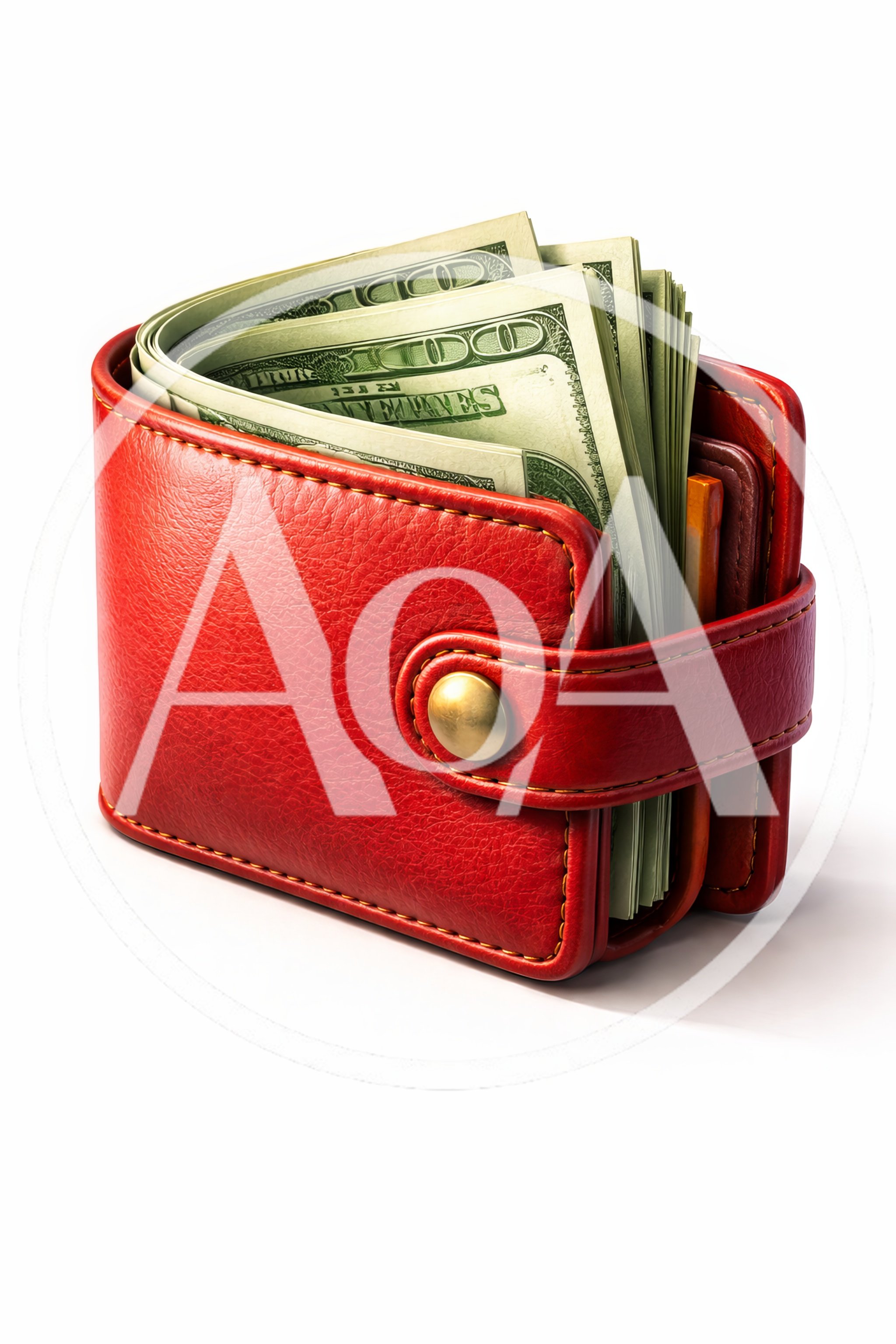 Red Leather Wallet Stuffed With Hundred Dollar Bills
