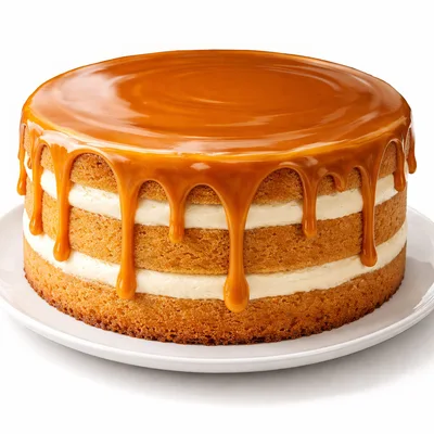 Layered Sponge Cake With Caramel Drip Glaze