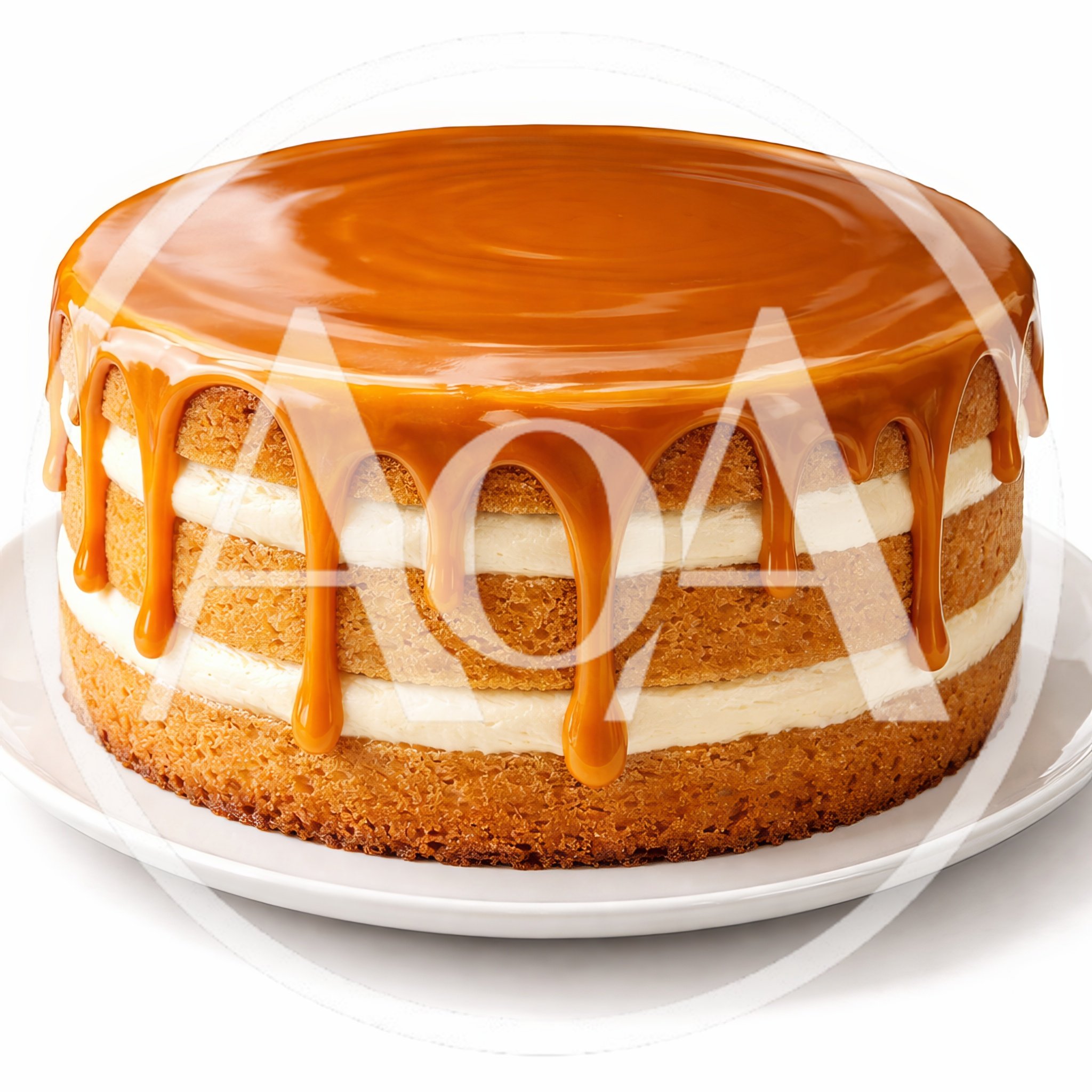 Layered Sponge Cake With Caramel Drip Glaze