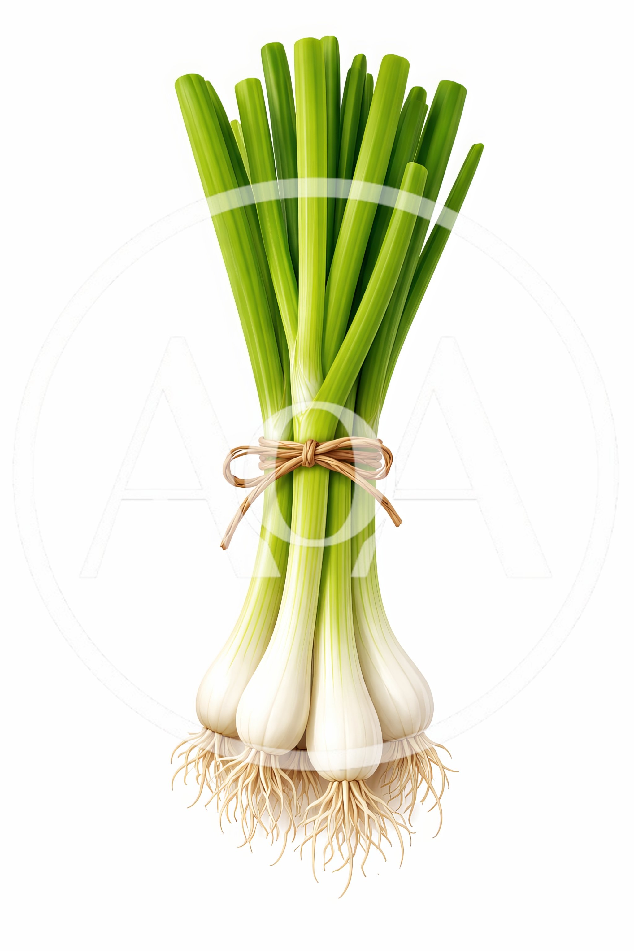 Fresh Bunch Of Green Onions Tied With Twine