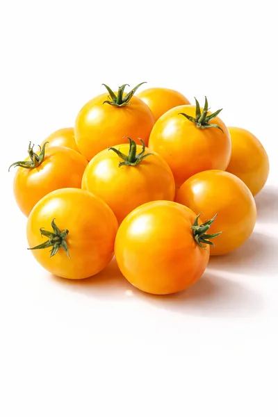 Fresh Yellow Tomatoes Grouped On White Background