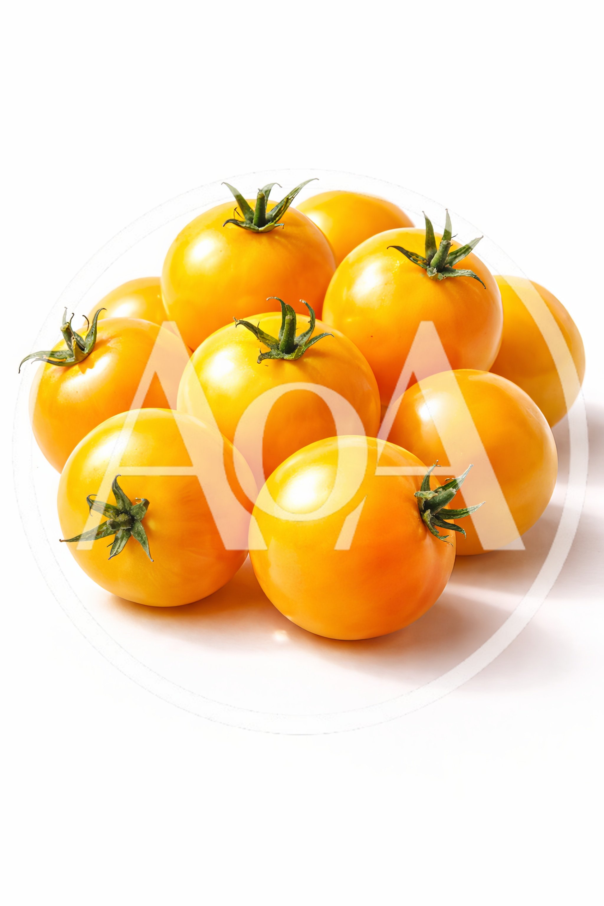 Fresh Yellow Tomatoes Grouped On White Background