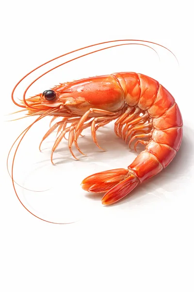 Single Fresh Cooked Shrimp Isolated On White Background