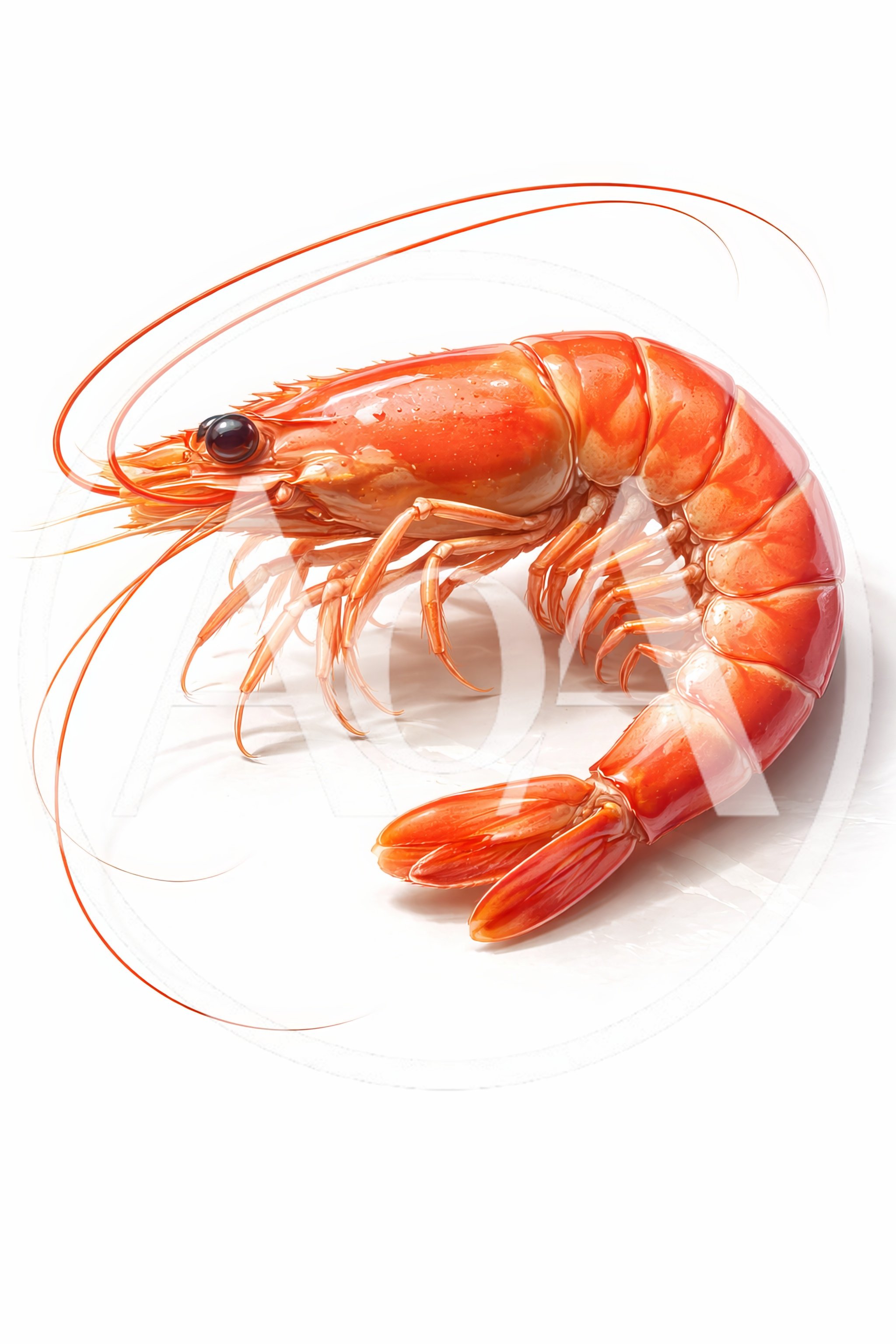 Single Fresh Cooked Shrimp Isolated On White Background
