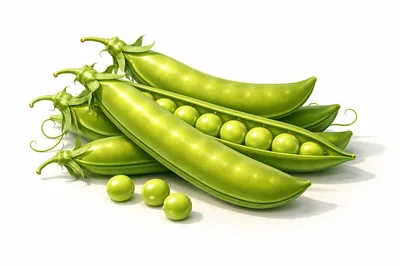 Fresh Green Pea Pods With Loose Peas
