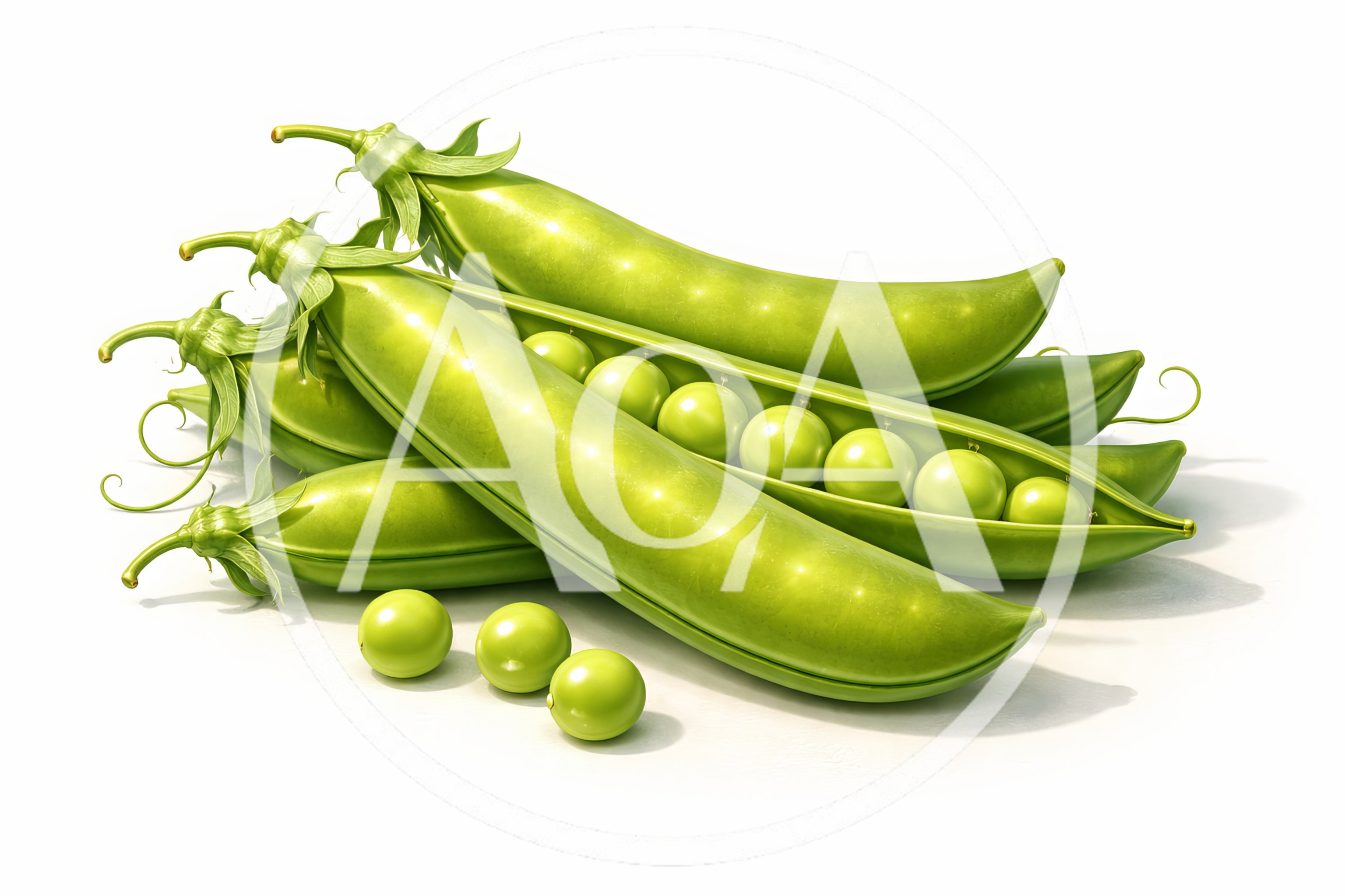 Fresh Green Pea Pods With Loose Peas