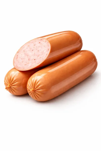 Three Sausages Including One Sliced Piece