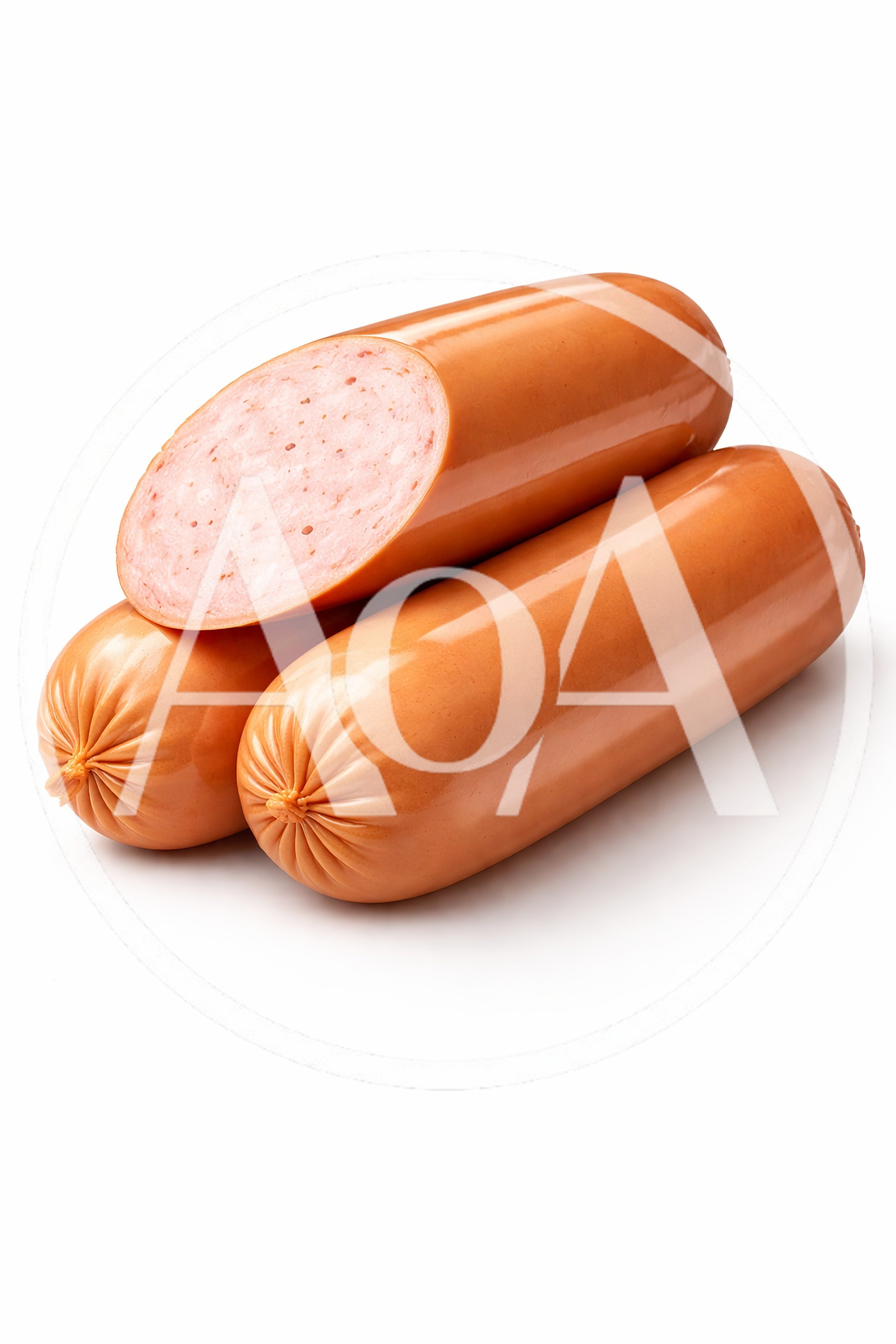 Three Sausages Including One Sliced Piece