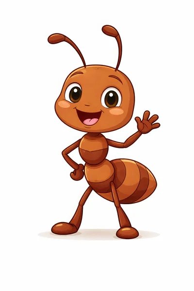 Cute Cartoon Ant Character Waving Hello