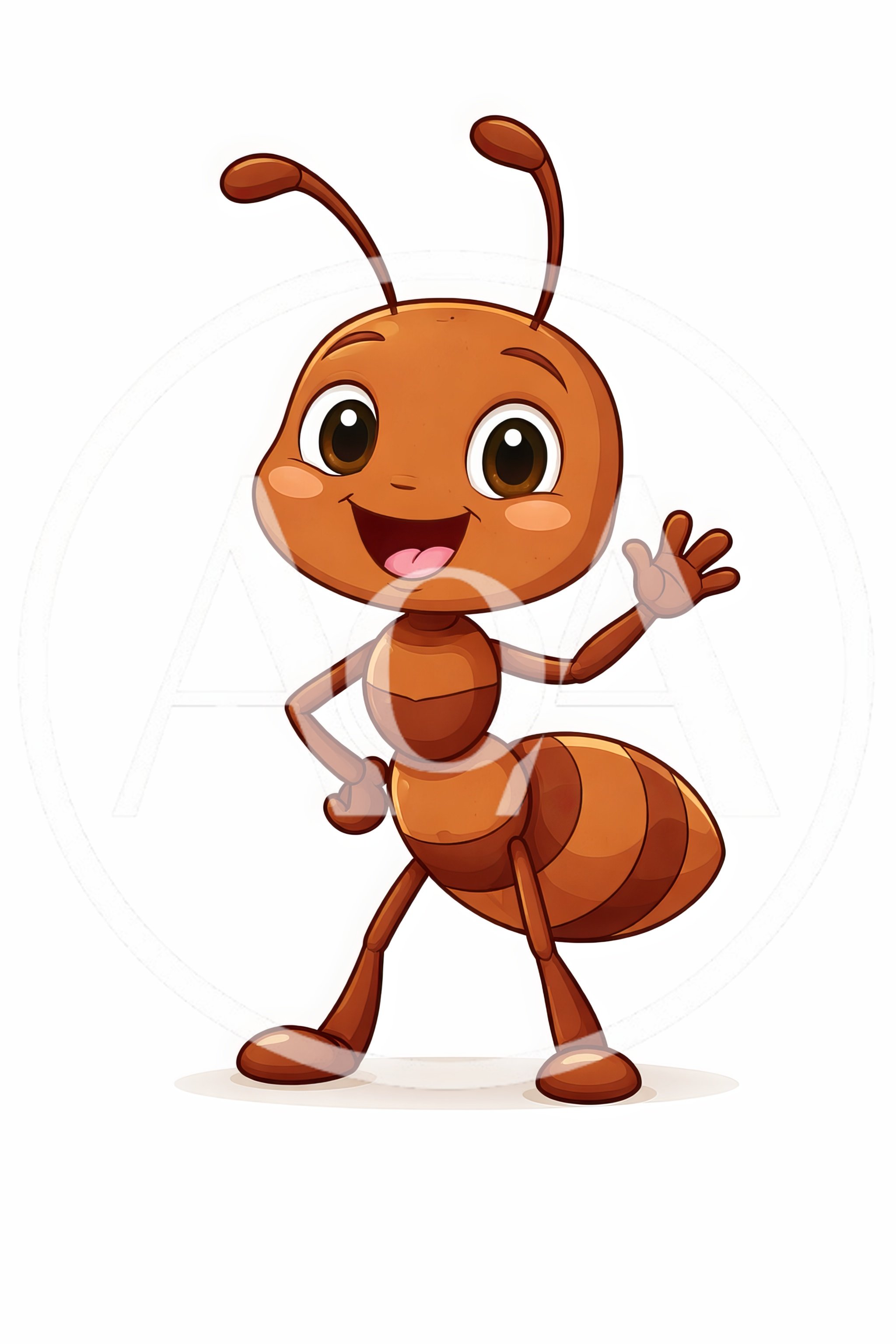 Cute Cartoon Ant Character Waving Hello