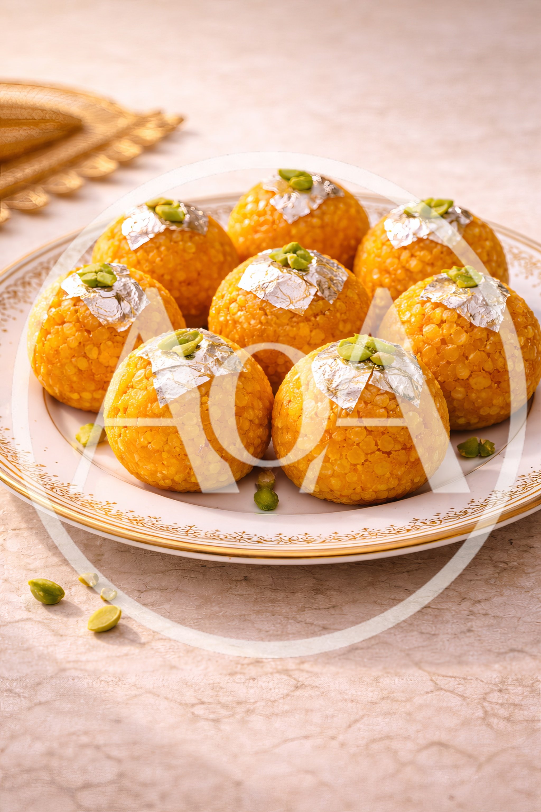 Traditional Indian Motichoor Ladoo Sweets On A Plate