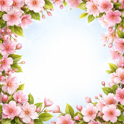 Cherry Blossom Floral Frame Border