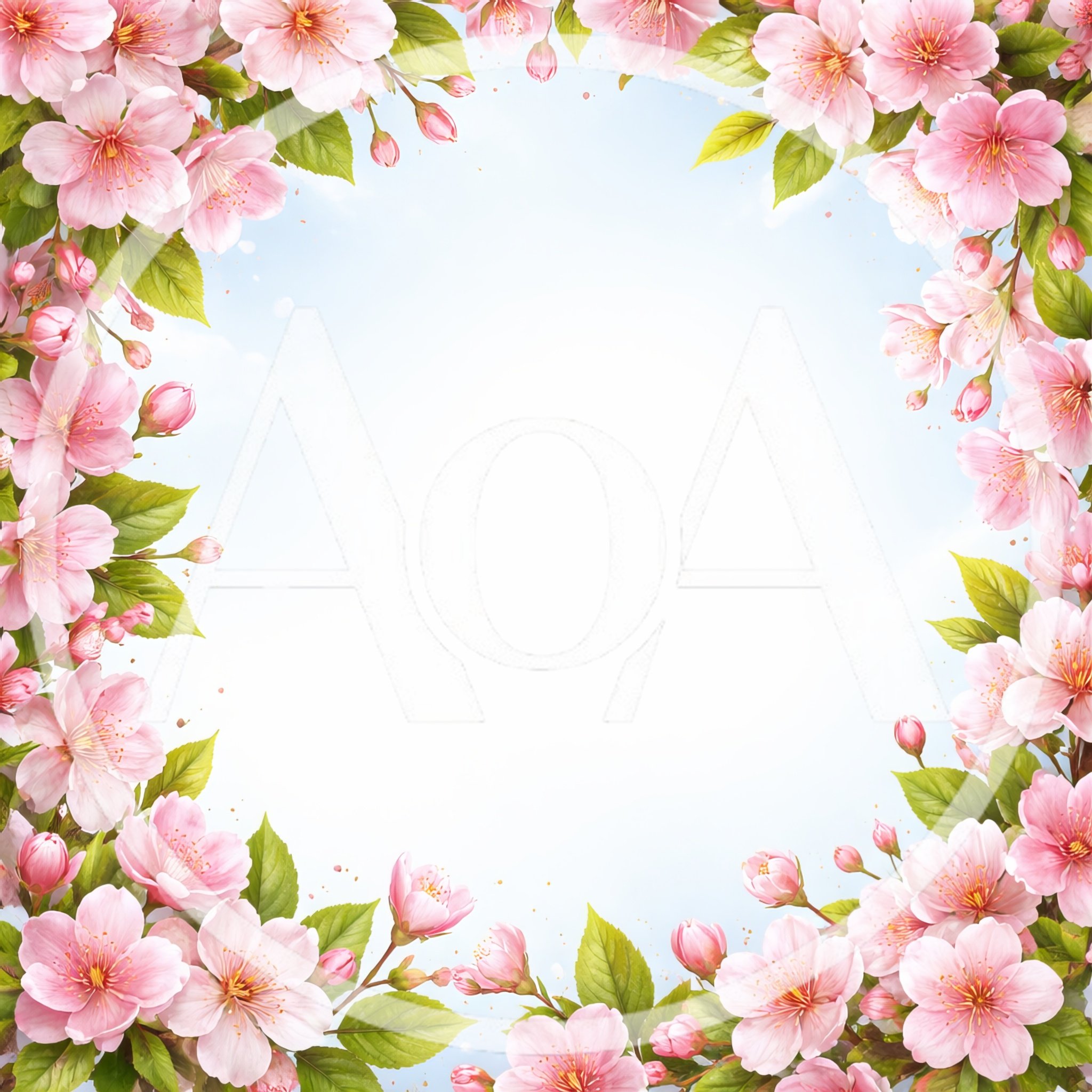 Cherry Blossom Floral Frame Border