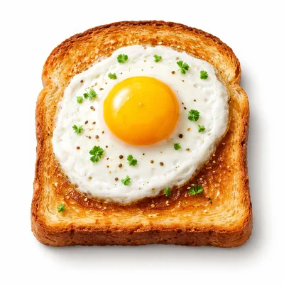 Fried Egg on Toasted Bread Slice