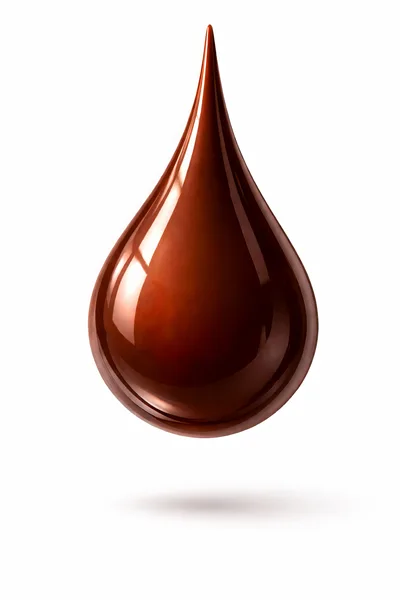 Single Glossy Chocolate Drop Isolated On White Background