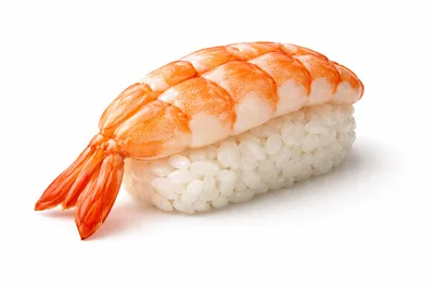 Ebi Nigiri Sushi With Boiled Shrimp On White Rice