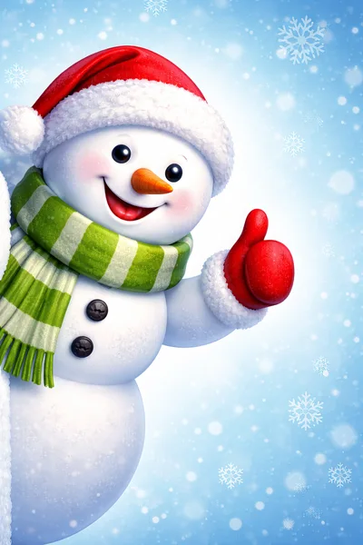 Cheerful Snowman Giving A Thumbs Up In Winter