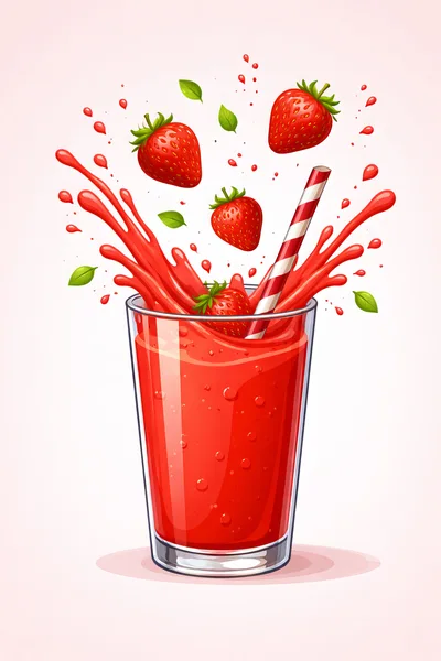 Fresh Strawberry Juice Splash In A Glass