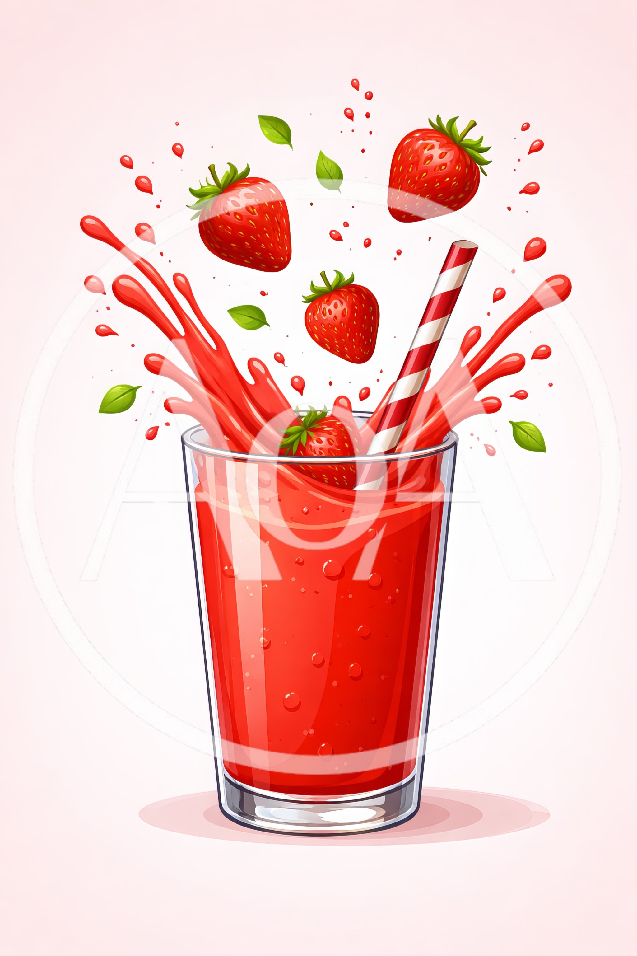 Fresh Strawberry Juice Splash In A Glass