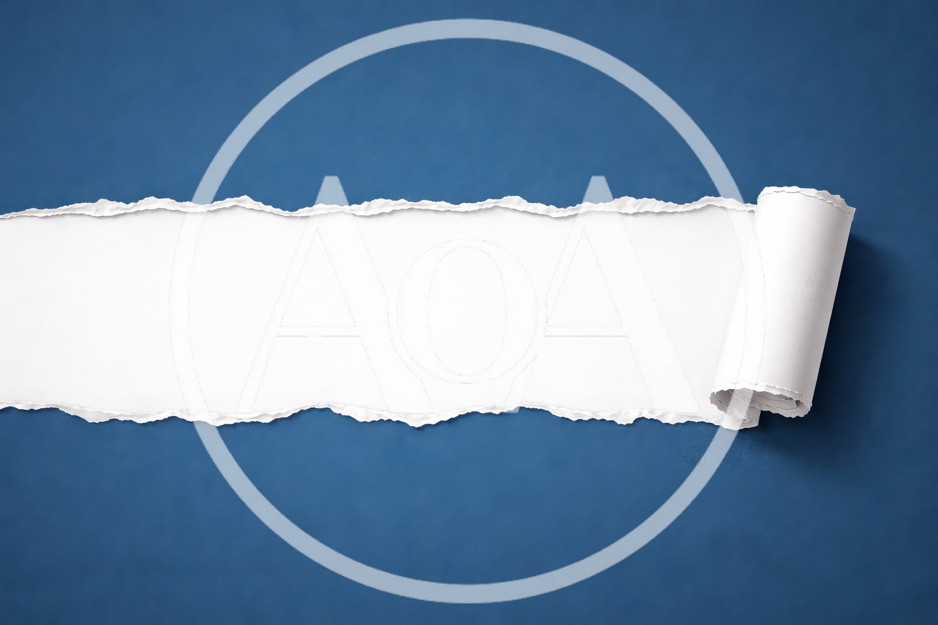 Torn Blue Paper With Rolled Edge